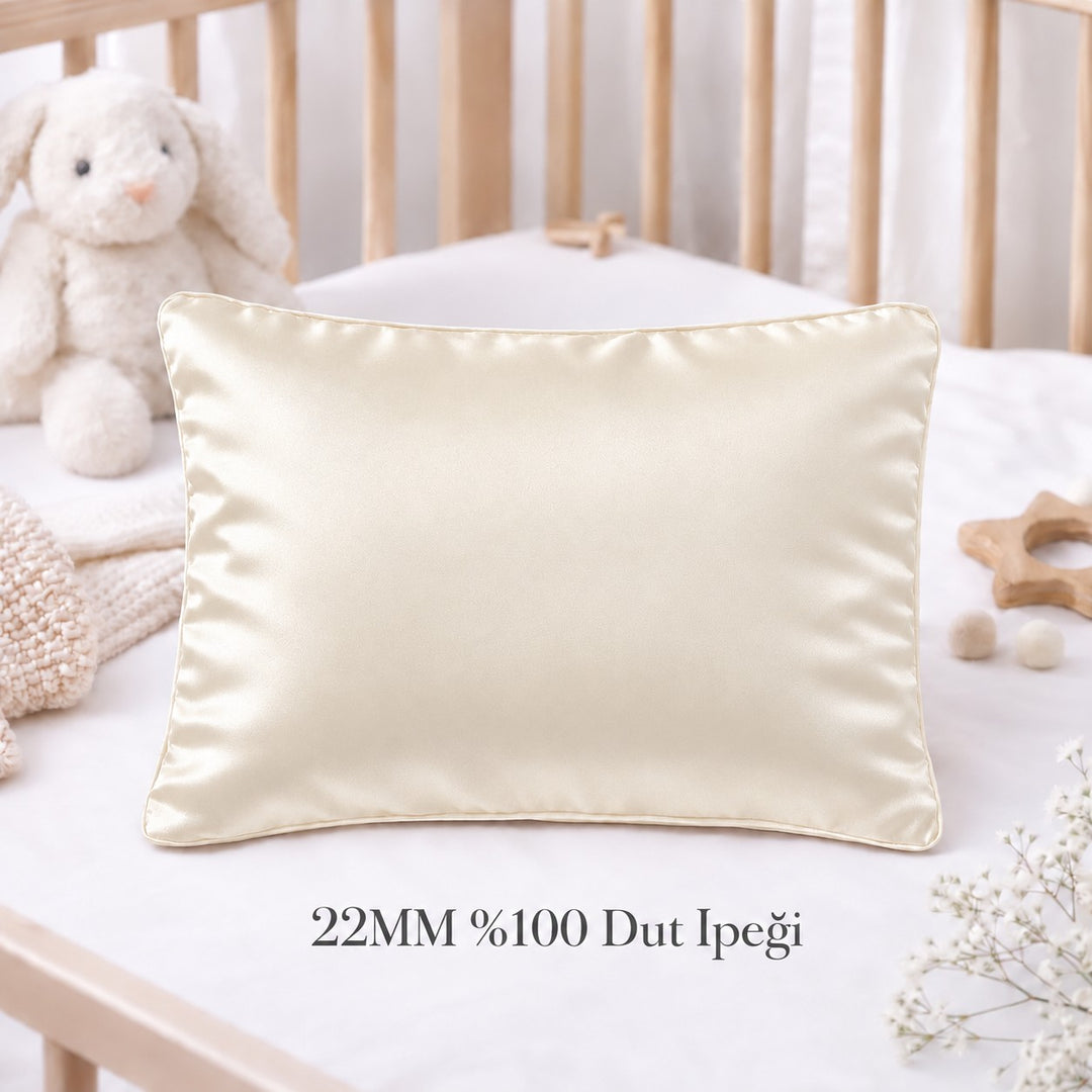 %100 Dut İpeği Bebek Yastık Kılıfı 22MM | 35x45cm Açık Sarı