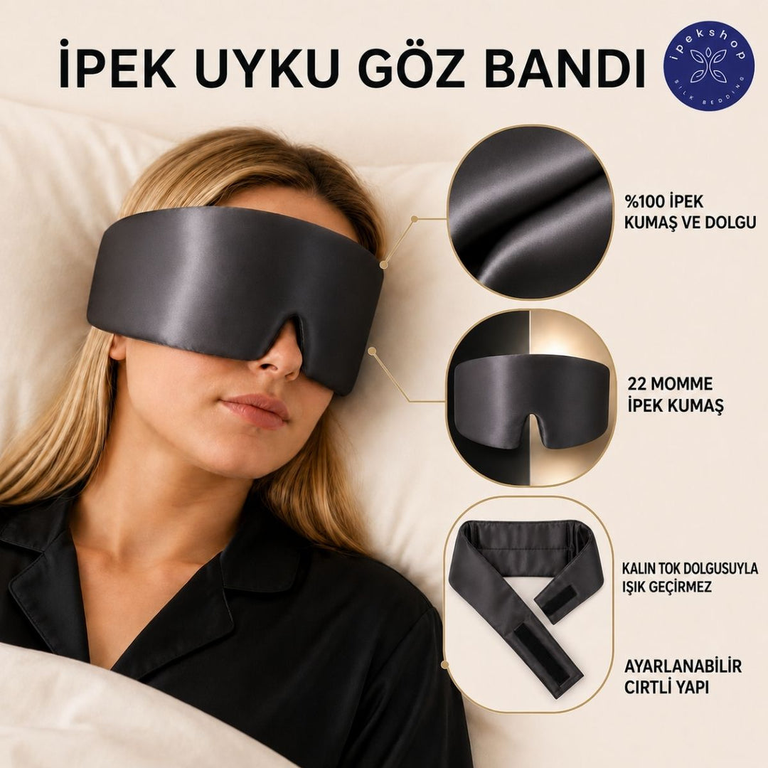 Büyük Füme İpek Uyku Göz Bandı