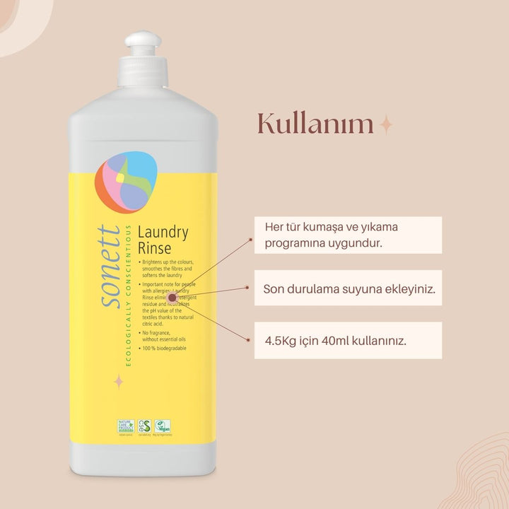 Sonett İpek Kumaşlar İçin Organik Çamaşır Yumuşatıcısı 1 Lt.