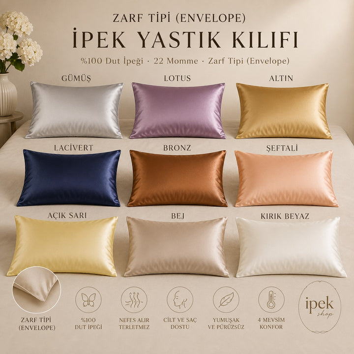 Zarf Tipi (Envelope) İpek Yastık Kılıfı