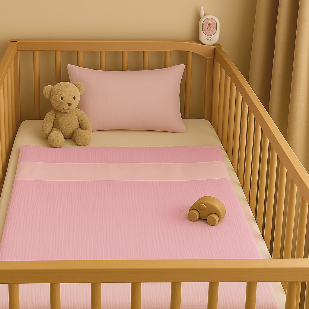 İpek Bebek Battaniyesi Pembe Karyola İçinde