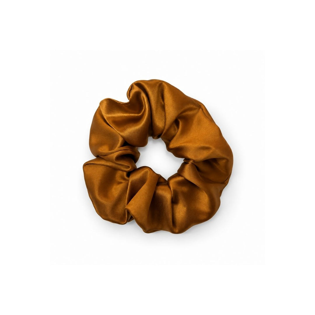 Saf İpek Bakır Toka Scrunchie Orta Boy