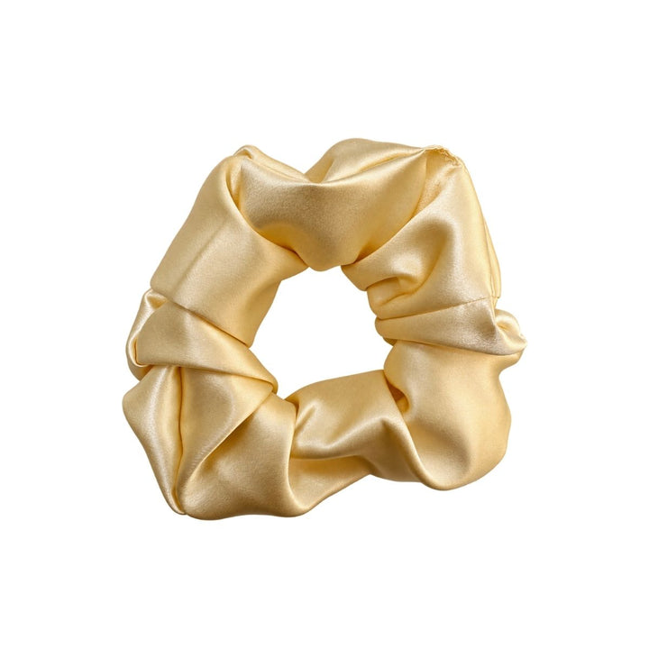 Saf İpek Açık Sarı Toka Scrunchie Büyük Boy