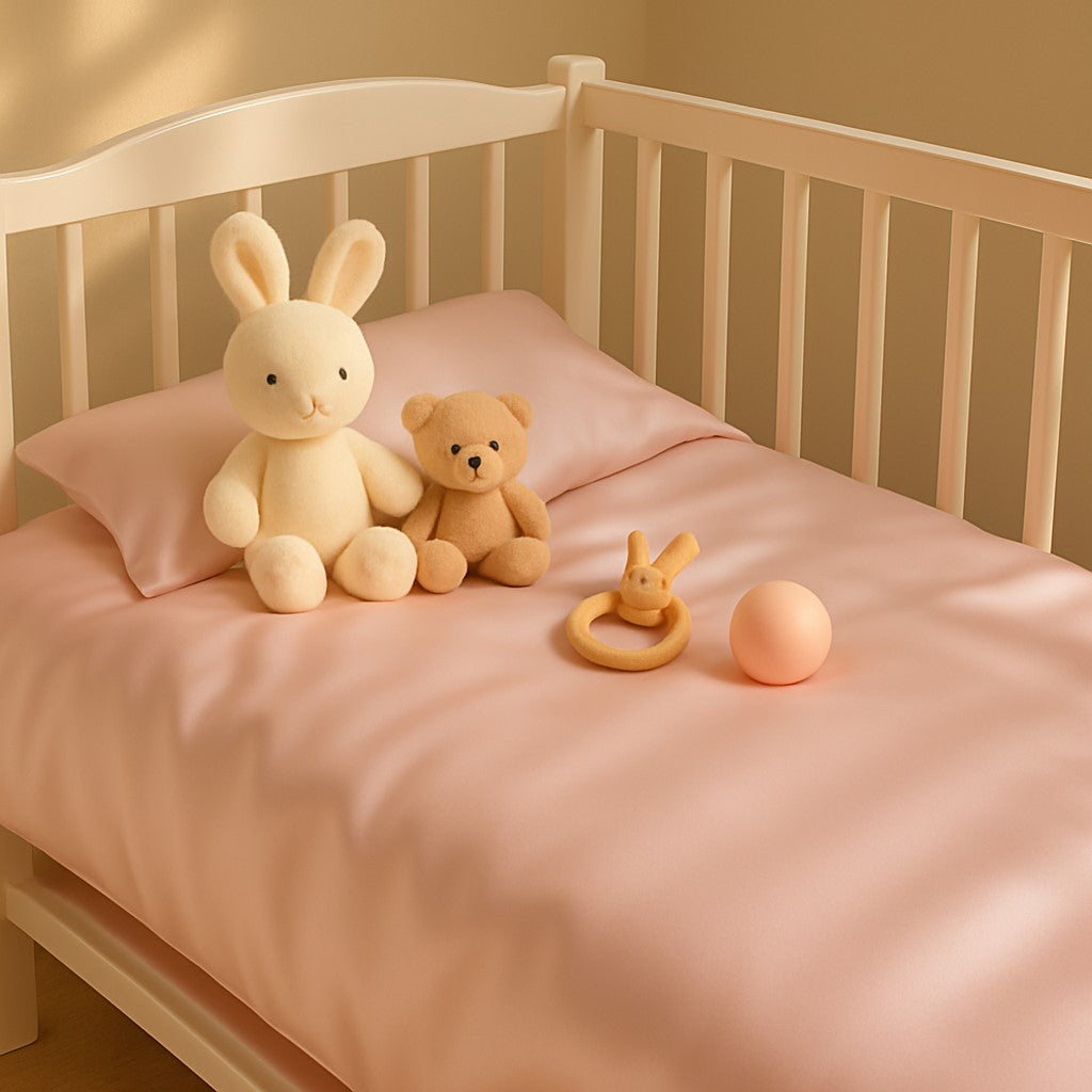 Premium Pembe İpek Bebek Yorganı Karyola